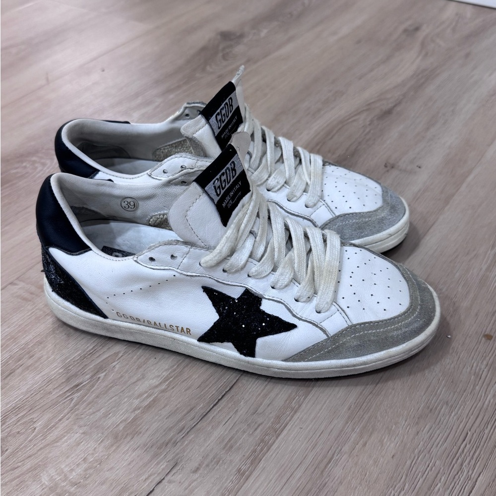 Golden Goose  White and Black Star Sneakers